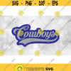 Sports Clipart Cowboys Team Name in Baseball Type Lettering with Swoosh Underline Blue and Silver Layers Digital Download SVG PNG Design 1344