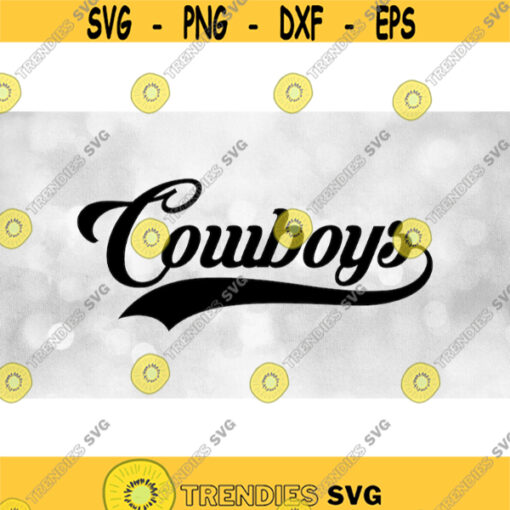 Sports Clipart Cowboys Team Name in Fancy Print Type Lettering with Baseball Style Swoosh Underline Digital Download SVG PNG Design 1345