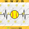 Sports Clipart Electrocardiogram E.K.G. E.C.G. Heartbeat Heart Rate Monitor w Yellow and Red Softball Digital Download SVG PNG Design 316