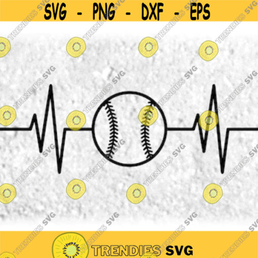 Sports Clipart Electrocardiogram E.K.G. E.C.G. Heartbeat Heart Rate Monitor with Baseball or Softball Digital Download SVG PNG Design 280