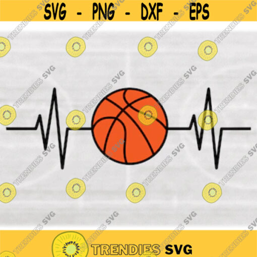 Sports Clipart Electrocardiogram E.K.G. E.C.G. Heartbeat Heart Rate Monitor with BlackOrange Basketball Digital Download SVGPNG Design 315