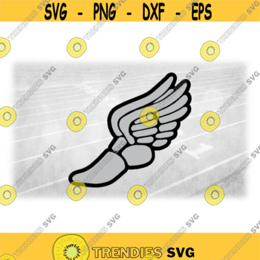 Sports Clipart Gray on Black Layered Winged Running Shoe Outline from Mercury Hermes Track Field Events Digital Download SVGPNG Design 1588