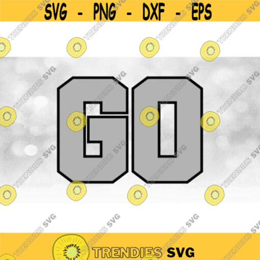 Sports Clipart GrayBlack Layers Bold Block Collegiate Letters Spell Word GO Add Team NameColors Yourself Digital Download SVG PNG Design 1582