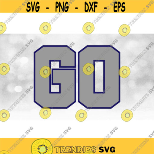 Sports Clipart GrayBlue Layers Bold Block Collegiate Letters Spell Word GO Add Team NameColors Yourself Digital Download SVG PNG Design 1578