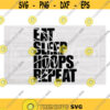 Sports Clipart Half Black Basketball Outline with Cut Out of Words Eat Sleep Hoops Repeat Players or Parents Digital Download SVGPNG Design 678