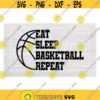 Sports Clipart Half Black Basketball Outline with Words Eat Sleep Basketball Repeat Players Parents Coaches Digital Download SVGPNG Design 466