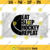 Sports Clipart Half Black Puckl Outline with Words Eat Sleep Hockey Repeat Players Teams Parents Coaches Digital Download SVGPNG Design 1427