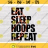 Sports Clipart Half Orange Basketball Outline Overlay on Words Eat Sleep Hoops Repeat Players or Parents Digital Download SVG PNG Design 291