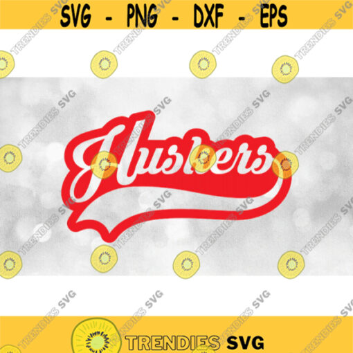 Sports Clipart Huskers Team Name in Baseball Type Lettering with Swoosh Underline Word Cutout of Red Solid Digital Download SVG PNG Design 1523