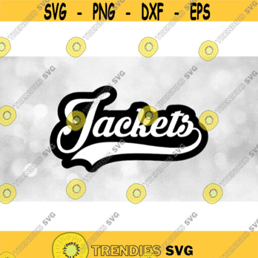 Sports Clipart Jackets Team Name in Baseball Type Lettering with Swoosh Underline White on Black Layers Digital Download SVG PNG Design 1361