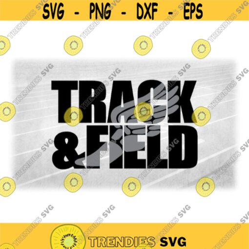 Sports Clipart Large Black Bold Words Track and Field with Gray Mercury or Hermes Winged Track Shoe Overlay Digital Download SVG PNG Design 966