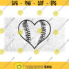 Sports Clipart Large Black Heart Shape with Realistic Softball or Baseball Threads Inside for PlayersCoaches Digital Download SVG PNG Design 480