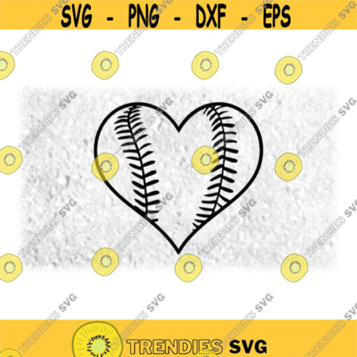 Sports Clipart Large Black Heart Shape with Realistic Softball or Baseball Threads Inside for PlayersCoaches Digital Download SVG PNG Design 480