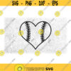 Sports Clipart Large Black Heart Shape with Uniform Softball or Baseball Threads Inside for PlayersCoaches Digital Download SVG PNG Design 484