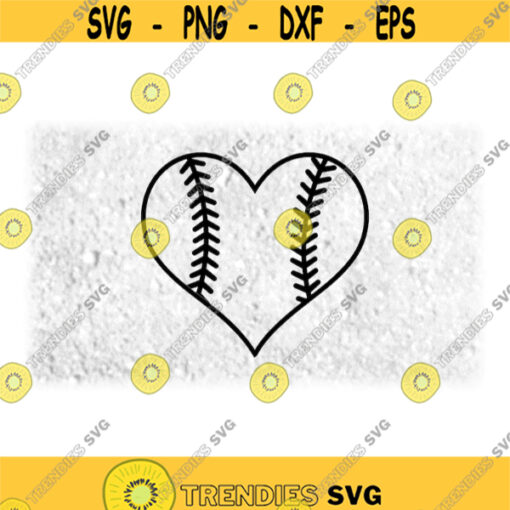 Sports Clipart Large Black Heart Shape with Uniform Softball or Baseball Threads Inside for PlayersCoaches Digital Download SVG PNG Design 484