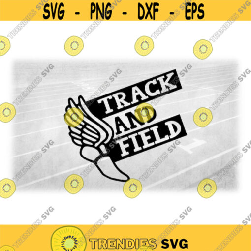 Sports Clipart Large Black Hermes or Mercury Track Shoe Silhouette with Boxed Words Track Field Attached Digital Download SVG PNG Design 1279