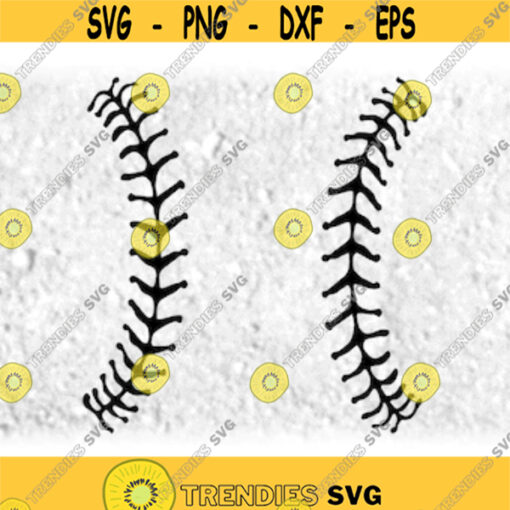 Sports Clipart Large Black Realistic and Tattered Softball or Baseball Ball Threads or Stitches or Stitching Digital Download SVG PNG Design 350