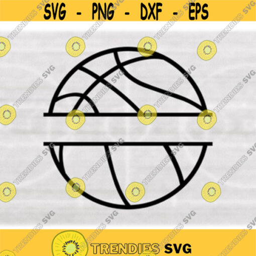 Sports Clipart Large Black Split Basketball Shape with Space to Add Player Team Name Change Color Yourself Digital Download SVG PNG Design 184