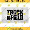 Sports Clipart Large Black Words Track Field with Gray Female Girl Woman Hurdler Runner Overlay Image Digital Download SVG PNG Design 1263