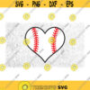 Sports Clipart Large Black and White Heart Shape w Red Baseball Threads Inside for Players Parents Coaches Digital Download SVG PNG Design 675