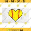 Sports Clipart Large Black and Yellow Heart Shape w Red Softball Threads Inside for Players Parents Coaches Digital Download SVG PNG Design 674