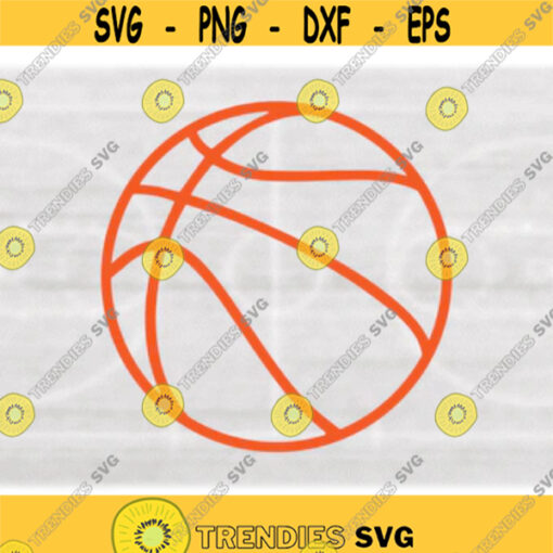 Sports Clipart Large Easy Orange Outline of Basketball for Players Parents Teams Change Color Yourself Digital Download SVG PNG Design 293