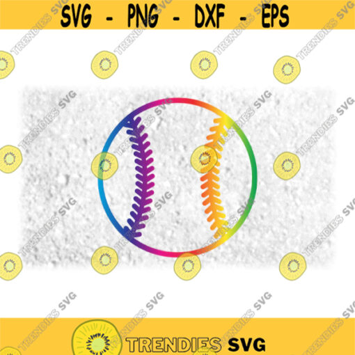 Sports Clipart Large Rainbow Color Prism Ombre Fade Softball or Baseball Shape Silhouette Thick Outline Digital Download SVG PNG Design 673