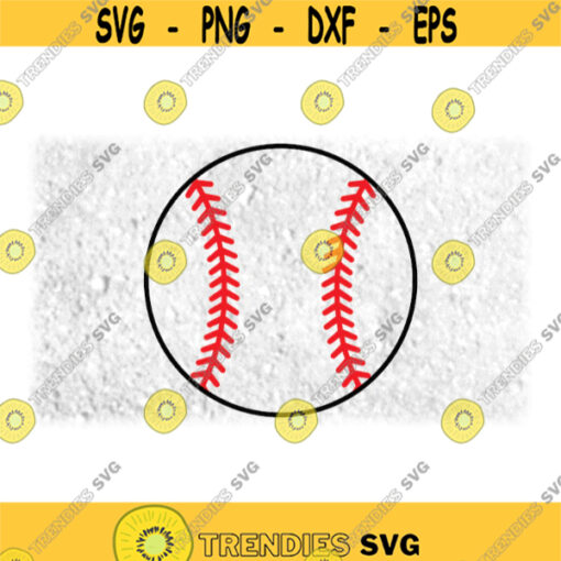 Sports Clipart Large Round Black Easy Softball or Baseball Silhouette Outline with Red Threads for Players Digital Download SVG PNG Design 1063