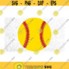 Sports Clipart Large Round Yellow and Red Layered Basic Softball Silhouette Yellow Ball with Red Threads Digital Download SVG PNG Design 692