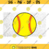 Sports Clipart Large Round Yellow and Red Layered Basic Softball Silhouette Yellow Ball with Red Threads Digital Download SVG PNG Design 711