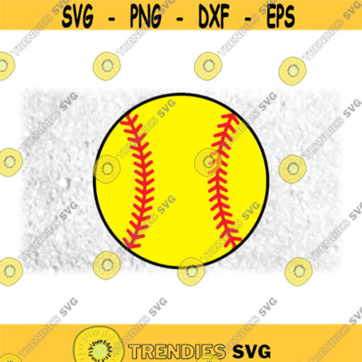 Sports Clipart Large Round Yellow and Red Layered Basic Softball Silhouette Yellow Ball with Red Threads Digital Download SVG PNG Design 711