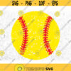 Sports Clipart Large Round Yellow and Red Layered Distressed or Grunge Softball Silhouette for Players Teams Digital Download SVG PNG Design 269