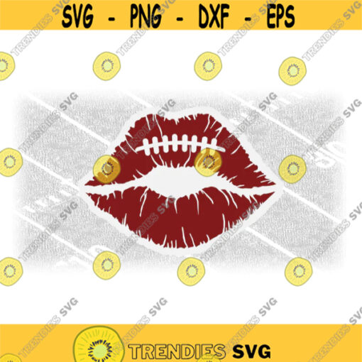 Sports Clipart Layered Crimson on White Luscious Lips with American Football Laces Cutout You Can Change Color Digital Download SVGPNG Design 1571