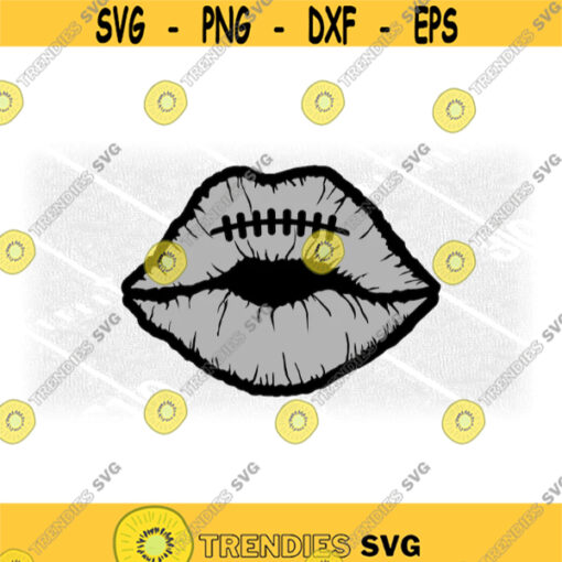 Sports Clipart Layered Gray on Black Luscious Lips with American Football Laces Cutout You Can Change Color Digital Download SVG PNG Design 1576