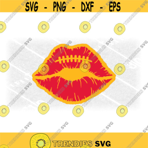 Sports Clipart Layered Red on Gold Luscious Lips with American Football Laces Cutout You Can Change Color Digital Download SVG PNG Design 1572