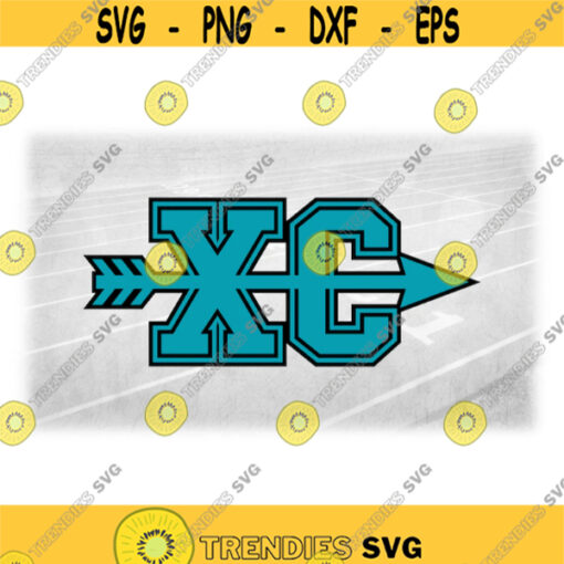 Sports Clipart Layered Teal on Black Bold Block Letters XC for Cross Country with Arrow through the Middle Digital Download SVG PNG Design 1583