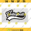 Sports Clipart Layered White on Black Word Volleyball in Decorative Type w Baseball Style Swoosh Underline Digital Download SVG PNG Design 1456