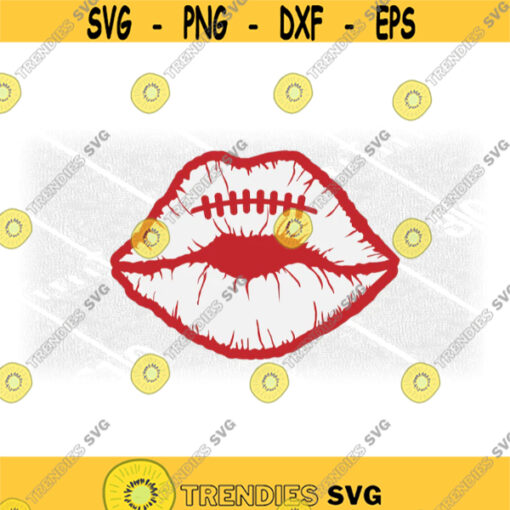 Sports Clipart Layered White on Red Luscious Lips with American Football Laces Cutout You Can Change Color Digital Download SVG PNG Design 1574