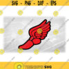 Sports Clipart Red on Black Layered Winged Running Shoe Outline from Mercury Hermes Track Field Events Digital Download SVGPNG Design 1587