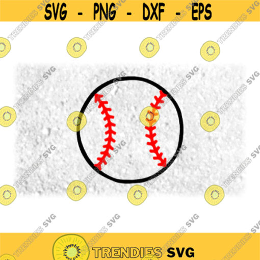 Sports Clipart Round Black and Red Easy Doodle Hand Drawn Softball or Baseball Silhouette Outline for Players Digital Download SVG PNG Design 992