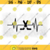 Sports Clipart Simple Black Crossed Hockey Sticks Inside Heartbeat Heart Rate Monitor EKG Pulse Lifeline Digital Download SVG PNG Design 1083