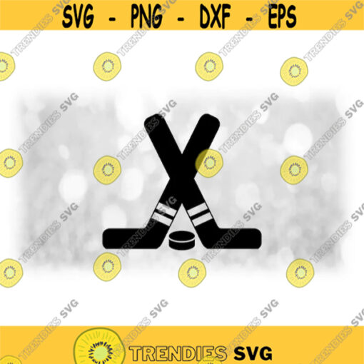 Sports Clipart Simple Black Crossed Hockey Sticks with Basic Puck for Players Teams Coaches Parents etc. Digital Download SVG PNG Design 1431