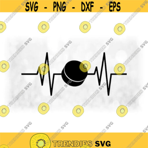 Sports Clipart Simple Black Hockey Puck Inside Heartbeat Heart Rate Monitor Electrocardiogram EKG Pulse Digital Download SVG PNG Design 812