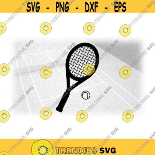 Sports Clipart Simple Easy Black Tennis Racket and Tennis Ball Silhouette for Players Teams Coaches. Parents Digital Download SVG PNG Design 1821