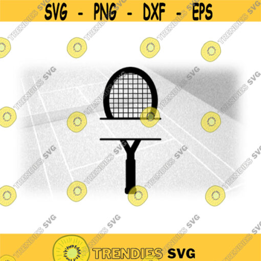 Sports Clipart Simple Split Name Frame Black Tennis Racket Silhouette for Players Teams Coaches. Parents Digital Download SVG PNG Design 1820