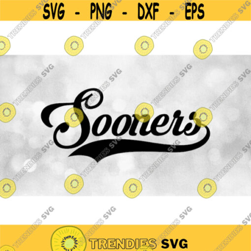 Sports Clipart Sooners Team Name in Fancy Print Type Lettering with Baseball Style Swoosh Underline Digital Download SVG PNG Design 1342