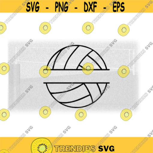 Sports Clipart Split Black Volleyball Outline with Name Frame Space for Players Teams Coaches Parents Digital Download SVG PNG Design 1759