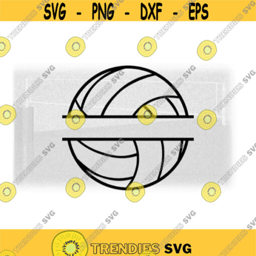 Sports Clipart Split Black Volleyball Outline with Name Frame Space for Players Teams Coaches Parents Digital Download SVG PNG Design 475