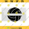 Sports Clipart Split Black Volleyball Silhouette with Name Frame Space for Players Teams Coaches Parents Digital Download SVG PNG Design 421