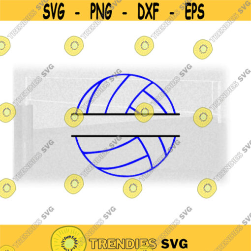 Sports Clipart Split BlueBlack Volleyball Outline with Name Frame Space for Players Teams Coaches Parents Digital Download SVG PNG Design 1758